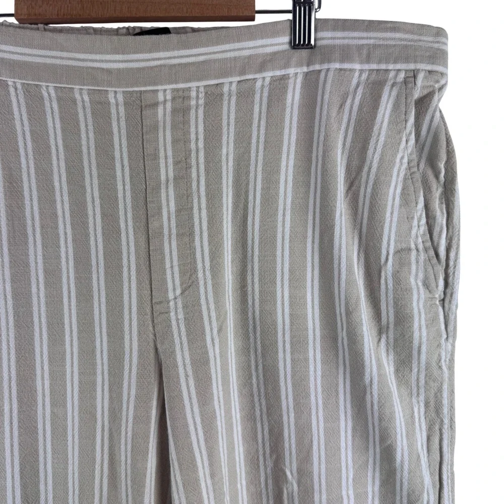 Banana‎ Republic Rowan Wide Leg Pants Womens 16 Beige White Striped High Rise